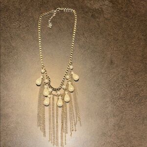 Elegant Gold and Cream Fringe Necklace